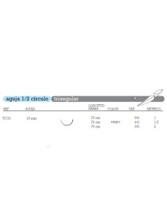Sutura Seda No Absorbible TC-10 Aguja 1/2 Círculo Triangular 15mm Hebra 75cm Negra 12u Aragó