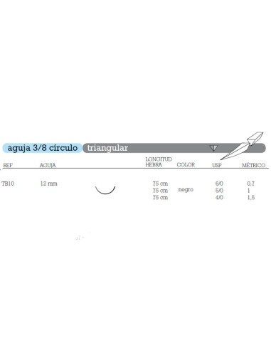Sutura Seda Trenzada Negra