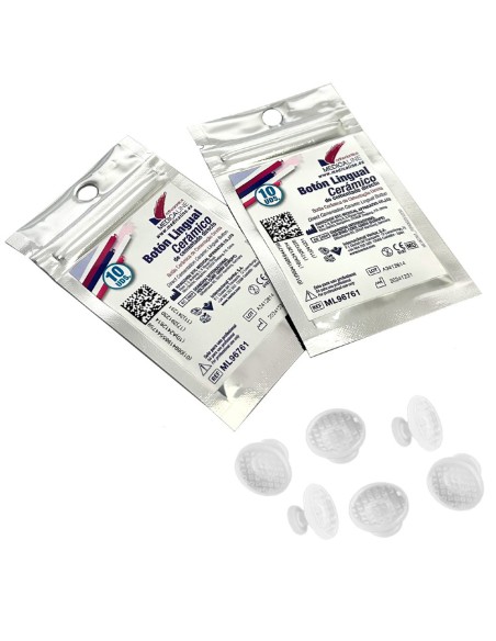 Botón Lingual Cerámico de Cementado Directo, Base Universal, Bolsa 10u Medicaline