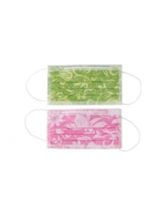 Mascarilla Rectangular Floral 4 Capas Hipoalergénica 50 Uds