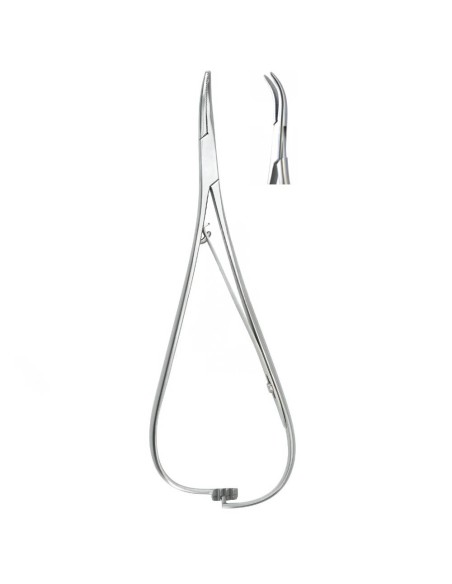 Instrumento para Ligaduras Portaagujas Punta Fina Curvada (Lingual) 14 cm Carl Martin