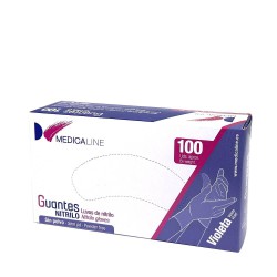 Guantes de Nitrilo Sin Polvo, Violeta, Ambidiestros, Caja 100 unidades Medicaline