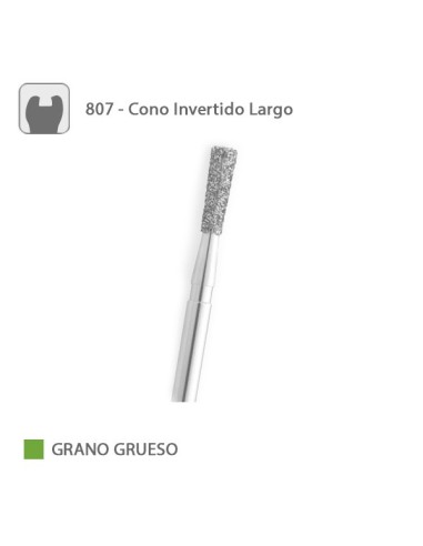 Fresa Diamante Cono Invertido Largo 807 Grano Grueso FG