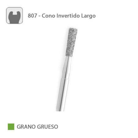 Fresa Diamante Cono Invertido Largo 807 Grano Grueso FG