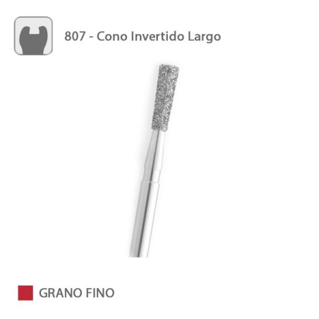 Fresa Diamante Cono Invertido Largo 807 Grano Fino FG