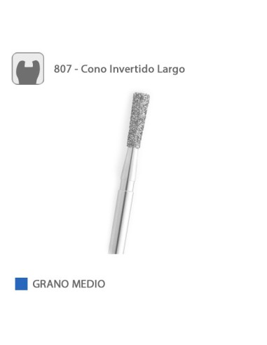 Fresa Diamante Cono Invertido Largo 807 Grano Medio FG