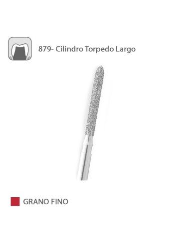 Fresa Diamante Cilindro Torpedo 879 Grano Fino FG