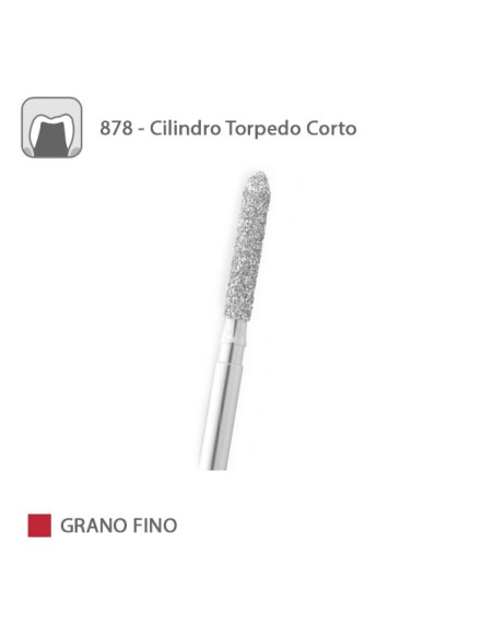 Fresa Diamante Cilindro Torpedo 878 Grano Fino FG