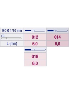 Fresa Diamante Cilindro Corto Hombro Paralelo 836 Grano Grueso FG 2