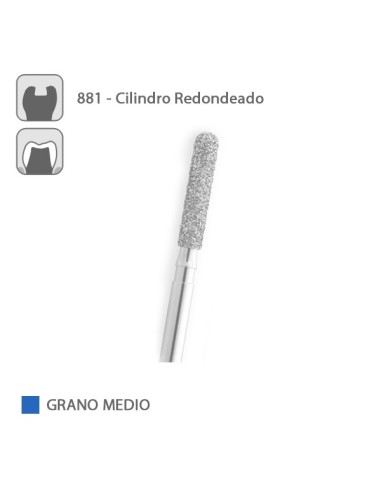 Fresa Diamante Cilindro Redondeado 881 Grano Medio FG