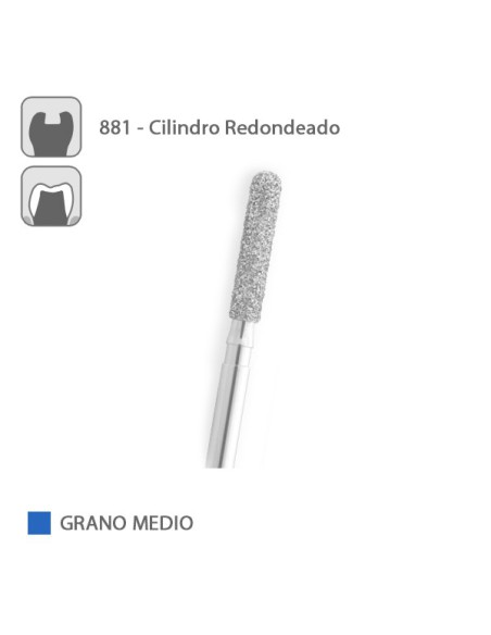 Fresa Diamante Cilindro Redondeado 881 Grano Medio FG