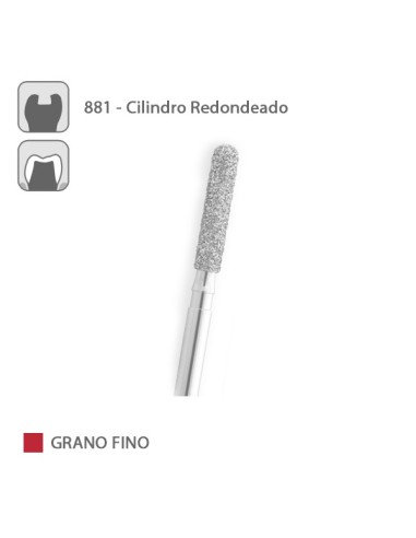 Fresa Diamante Cilindro Redondeado 881 Grano Fino FG