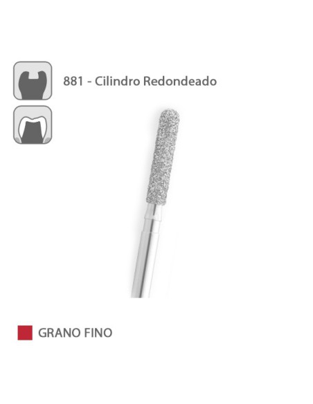Fresa Diamante Cilindro Redondeado 881 Grano Fino FG