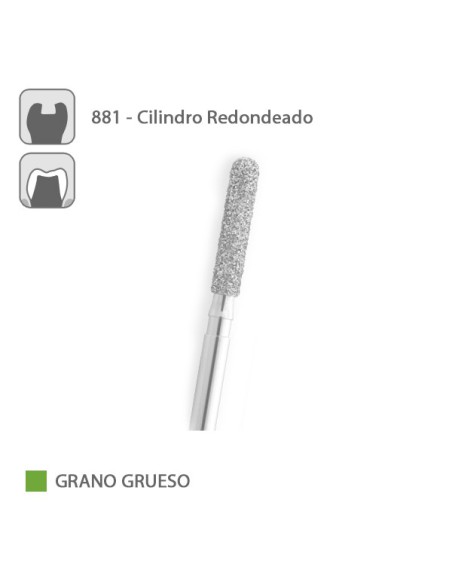 Fresa Diamante Cilindro Redondeado 881 Grano Grueso FG