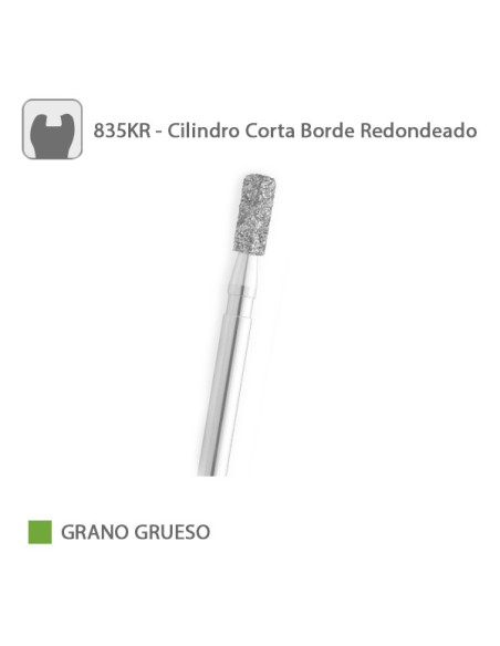 Fresa Diamante Cilindro Corta-Borde Redondeado 835KR Grano Grueso FG