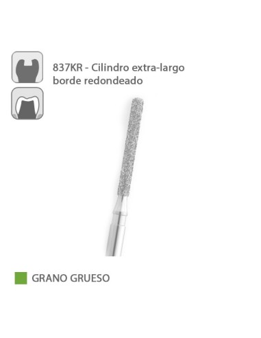 Fresa Diamante Cilindro XL Borde Redondeado 837KR Grano Grueso FG