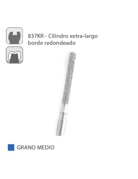 Fresa Diamante Cilindro XL Borde Redondeado 837KR Grano Medio FG