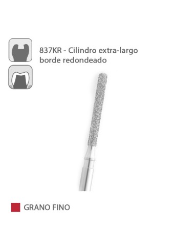 Fresa Diamante Cilindro XL Borde Redondeado 837KR Grano Fino FG