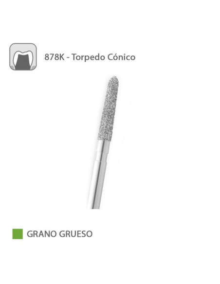 Fresa Diamante Torpedo Cónico 878K Grano Grueso FG