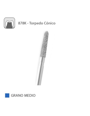 Fresa Diamante Torpedo Cónico 878K Grano Medio FG